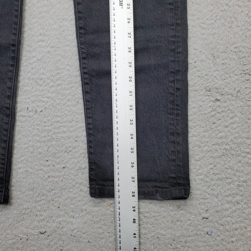 Free People Straight Leg Jeans Women's 28 Black Denim Ripped Button‎ Fly